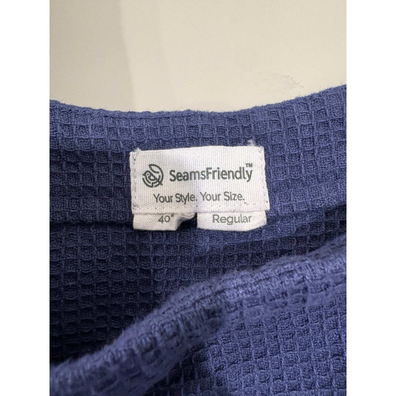 Seamsfriendly Midi Dress Womens 40 Navy Blue Waffle Cotton Tiered Modest Cottage — image 6 of 8